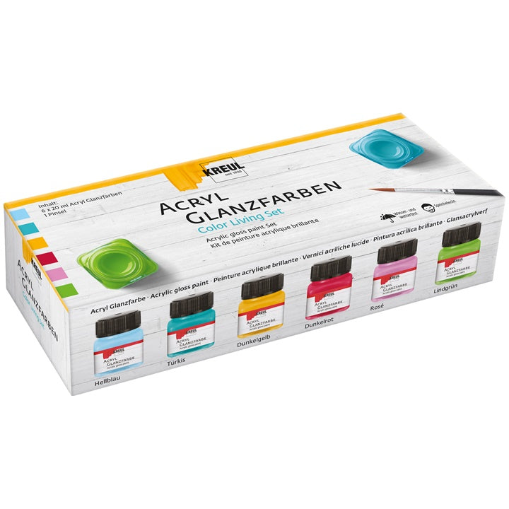Fényes akrilfesték-készlet KREUL 6 x 20 ml + ecset (1)