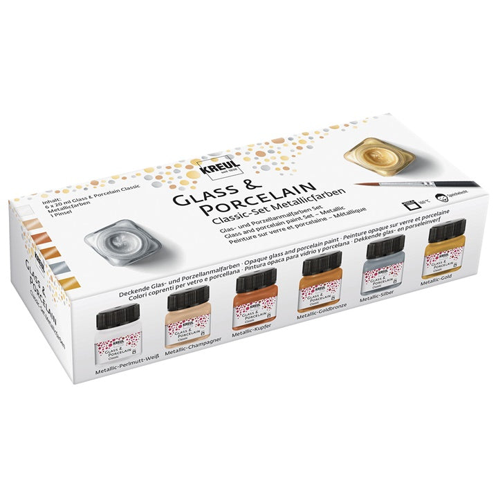 Festék készlet üveg és porcelán festésre KREUL metallic 6 x 20 ml