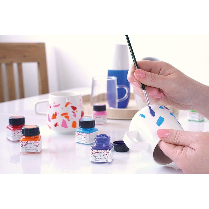 Festékkészlet üveghez és porcelánhoz KREUL 6 x 20 ml + ecset (2)