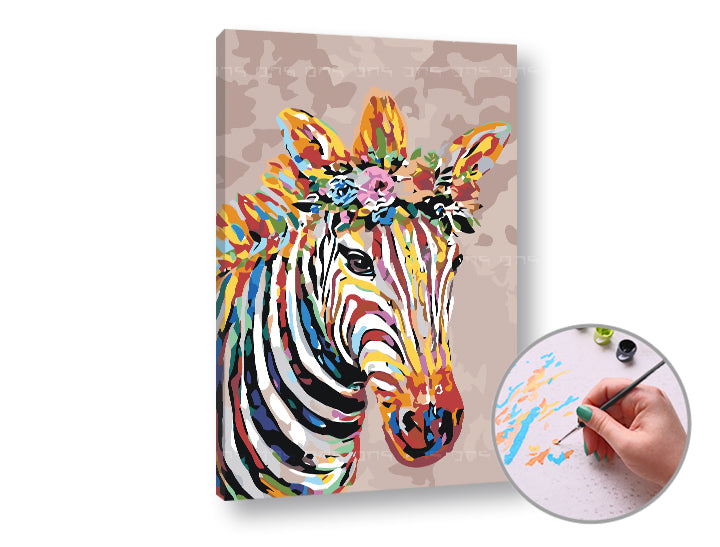 Festés a számok szerint Zebra virágokkal (2)
