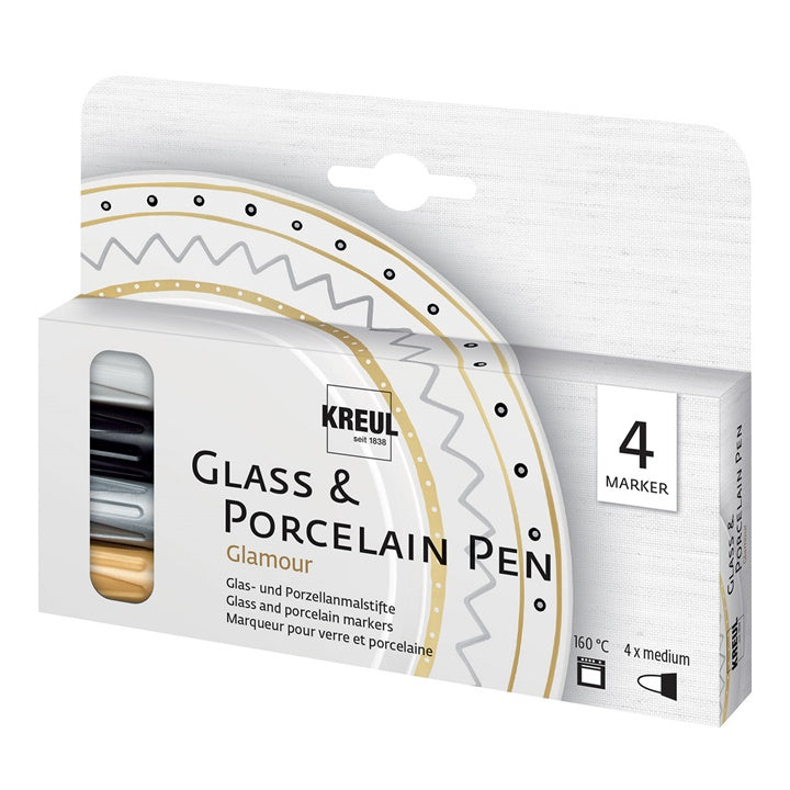 Filctoll készlet üveg és porcelán festésre KREUL Glamour - 4 db