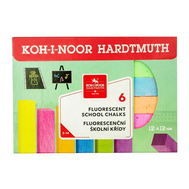 Fluoreszkáló iskolai kréta KOH-I-NOOR, 6 színből álló készlet