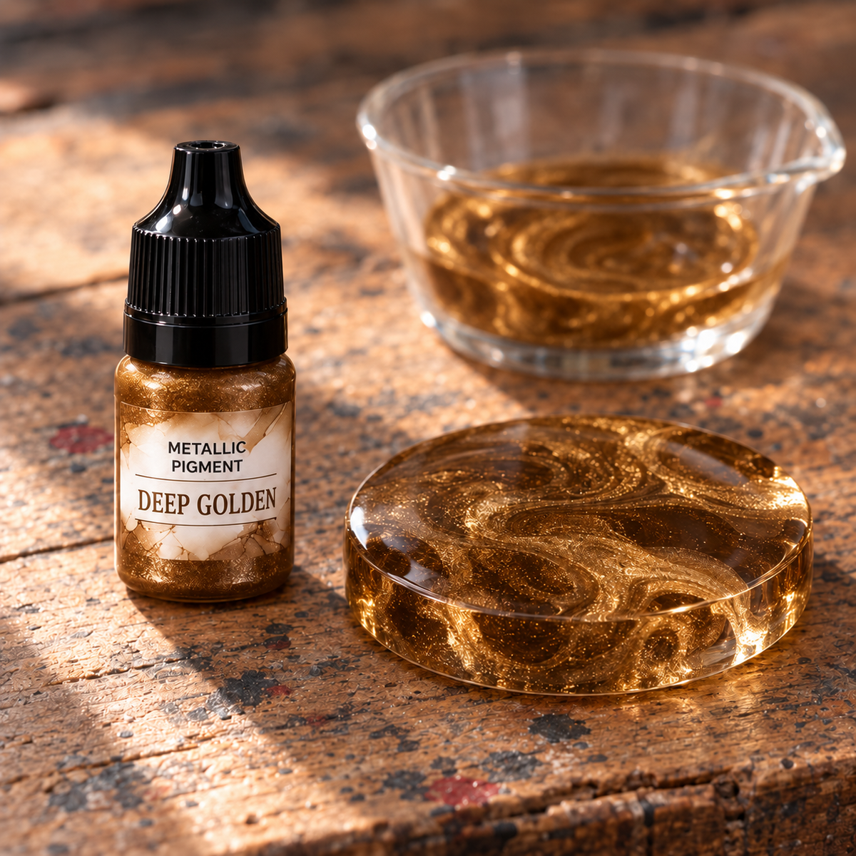 Folyékony metál pigment gyantához 5 ml – sötétarany