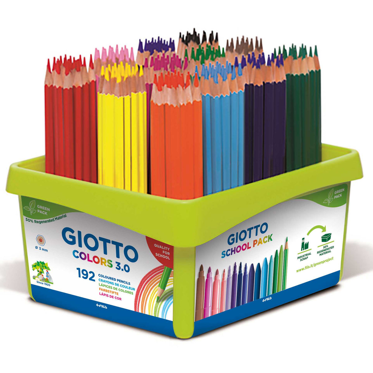 GIOTTO Colors 3.0 hatszögletű színes ceruzák - iskolai készlet 192 db