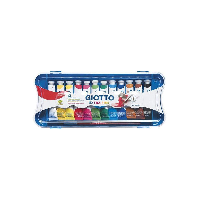 GIOTTO Extra Fine tubusos tempera készlet ecsettel – 12x