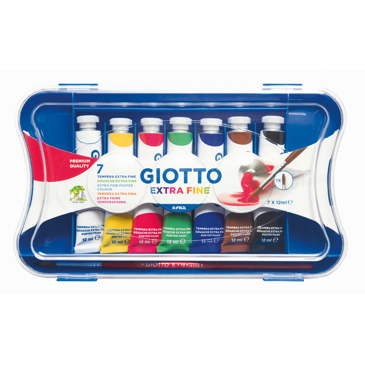 GIOTTO Extra Fine tubusos tempera készlet ecsettel – 7x