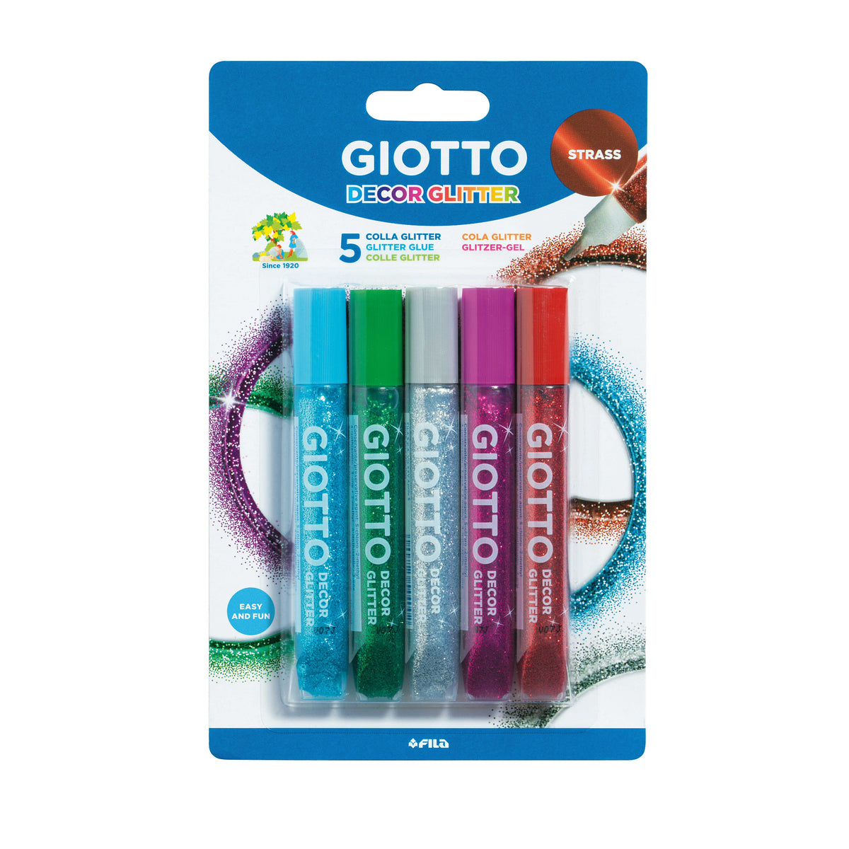 GIOTTO Glitter Glue csillámos ragasztó - drágakő színek 5 x 10 g