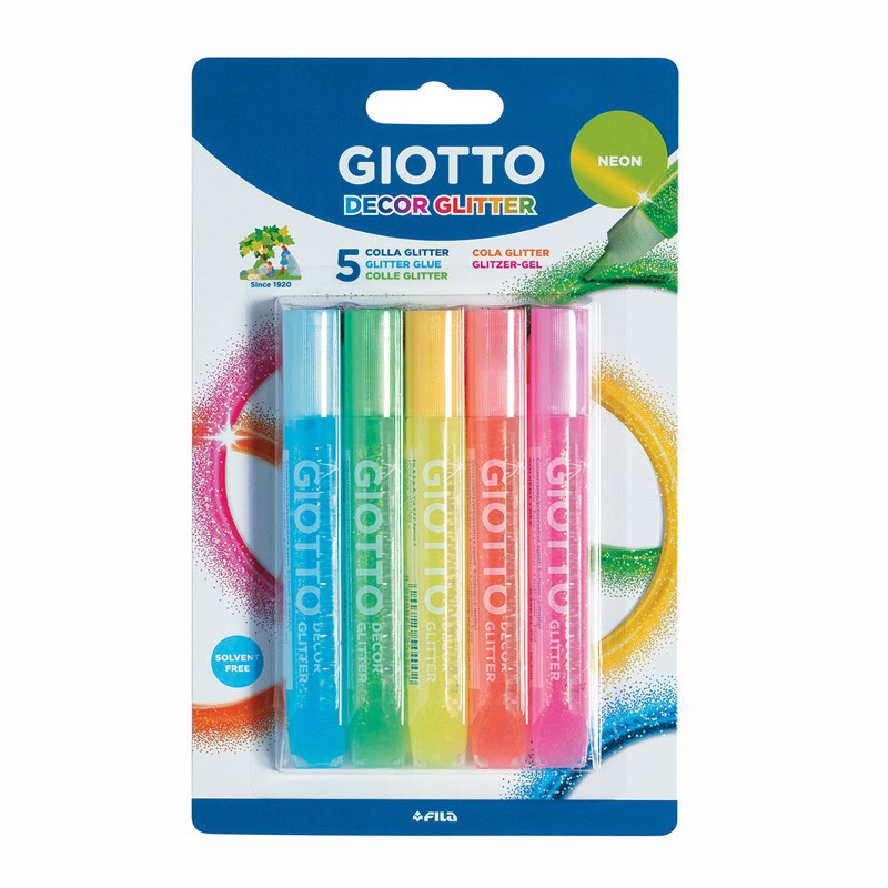 GIOTTO Glitter Glue neon csillámos ragasztó 5 x 10 g