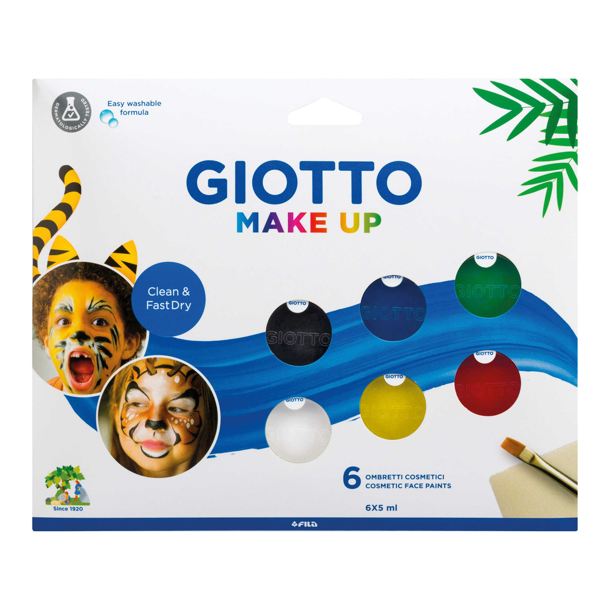 GIOTTO Make Up arcfesték készlet 6 x 5 ml ecsettel és szivaccsal