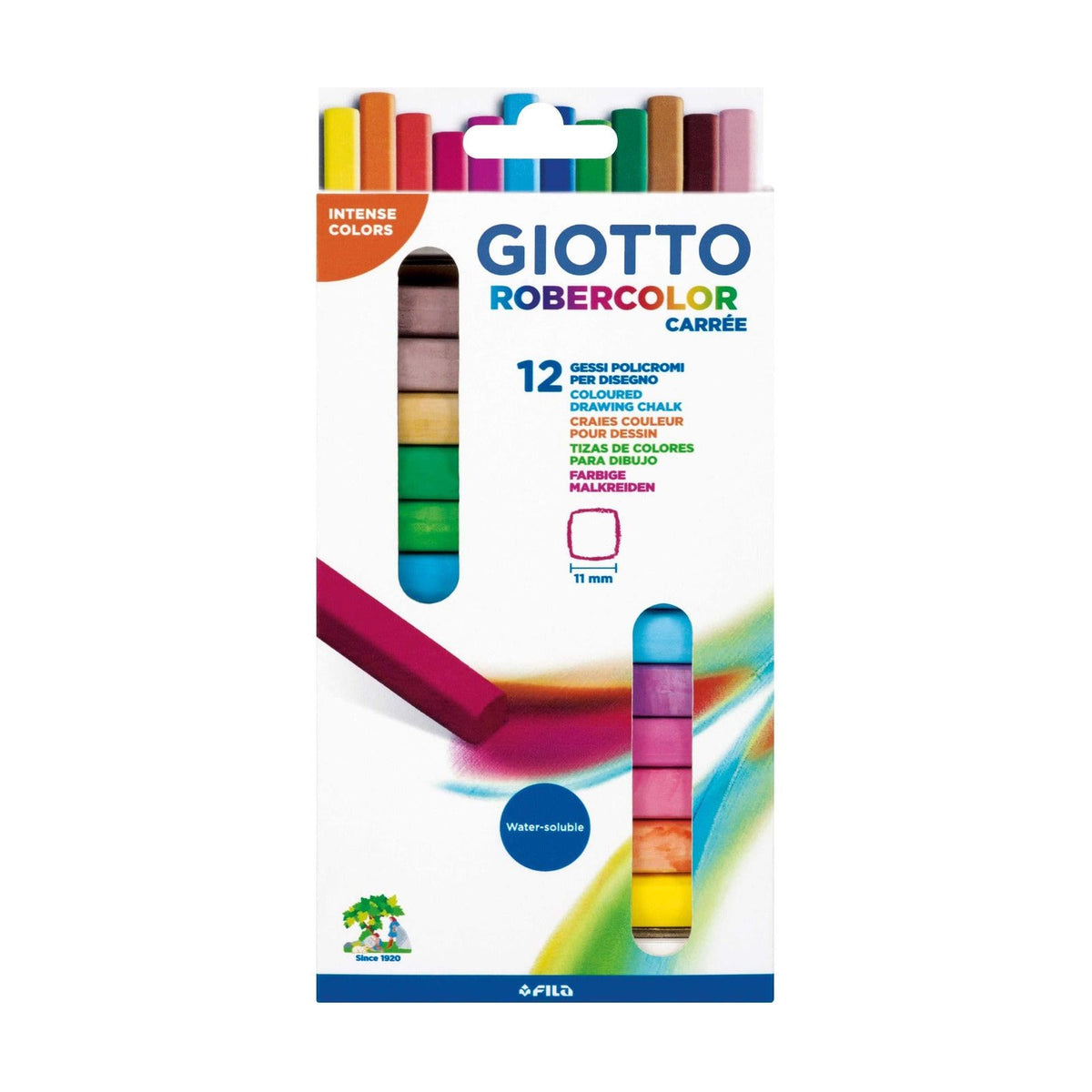 GIOTTO Robercolor Carré pormentes színes szögletes kréta 12 db