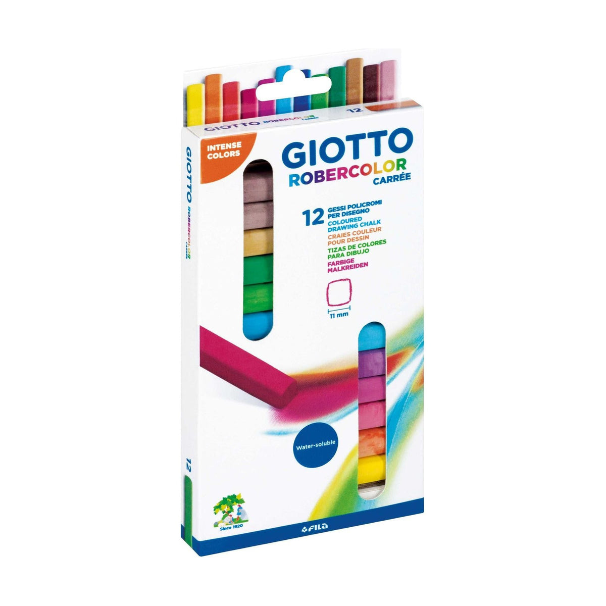 GIOTTO Robercolor Carré pormentes színes szögletes kréta 12 db