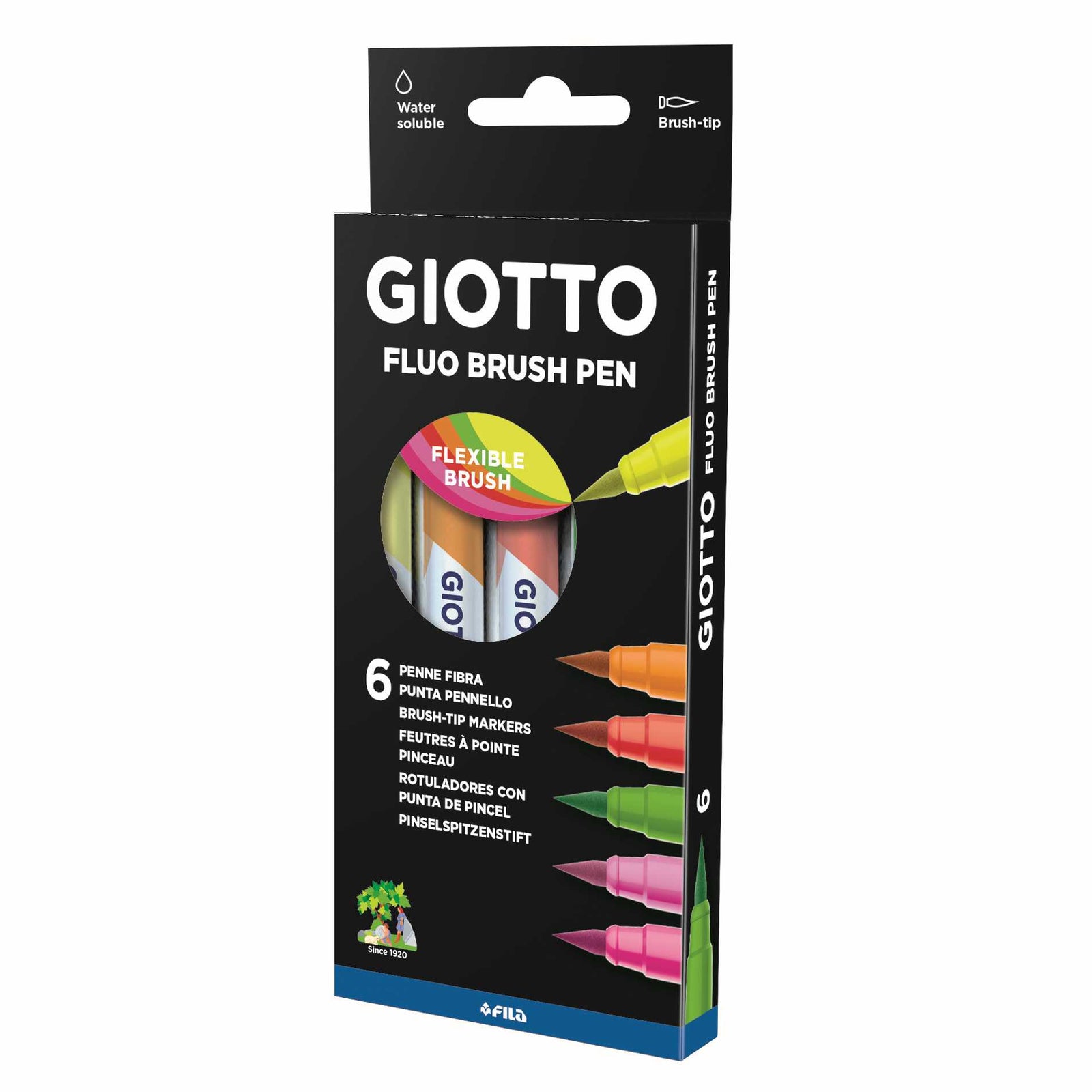 GIOTTO Turbo Soft Brush Fluo ecsetfilc készlet 6 db
