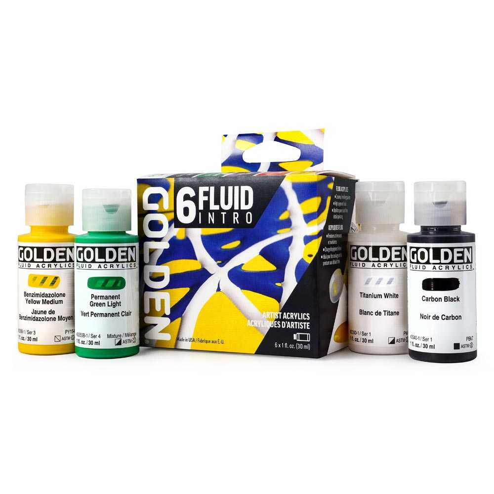 GOLDEN Fluid akrilfesték készlet Intro 6 x 30 ml