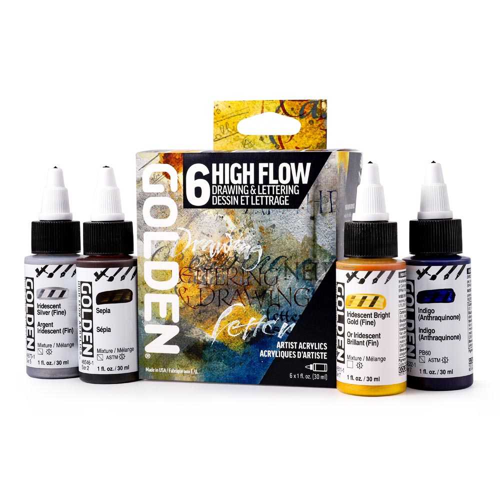 Golden High Flow Drawing & Lettering akrilfesték készlet 6 x 30 ml