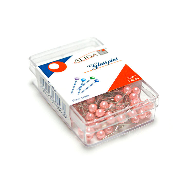 Gombostűk színes gyöngyökkel 22 mm / 100 db