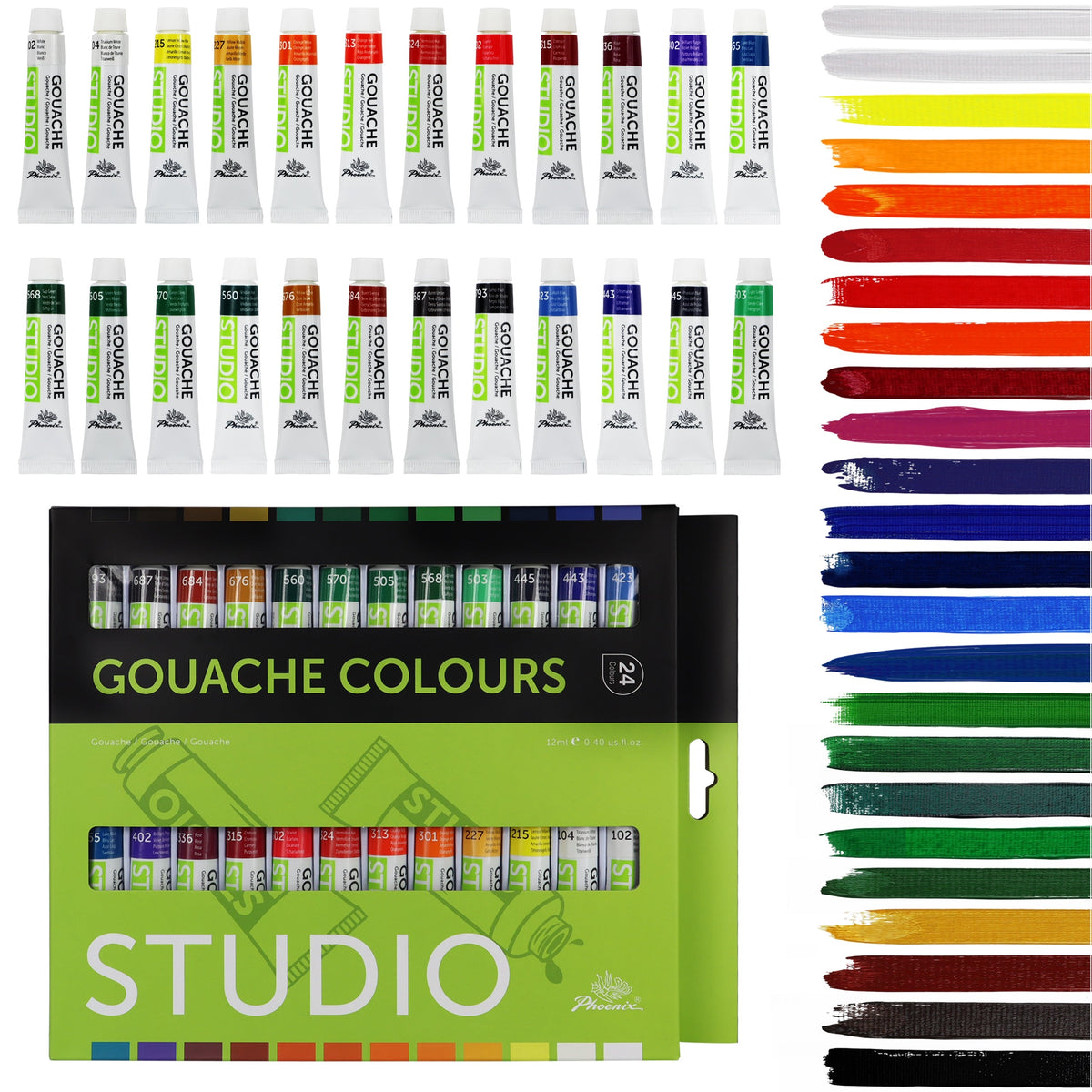 Gouache festékkészlet Phoenix, 12–24 × 12 ml