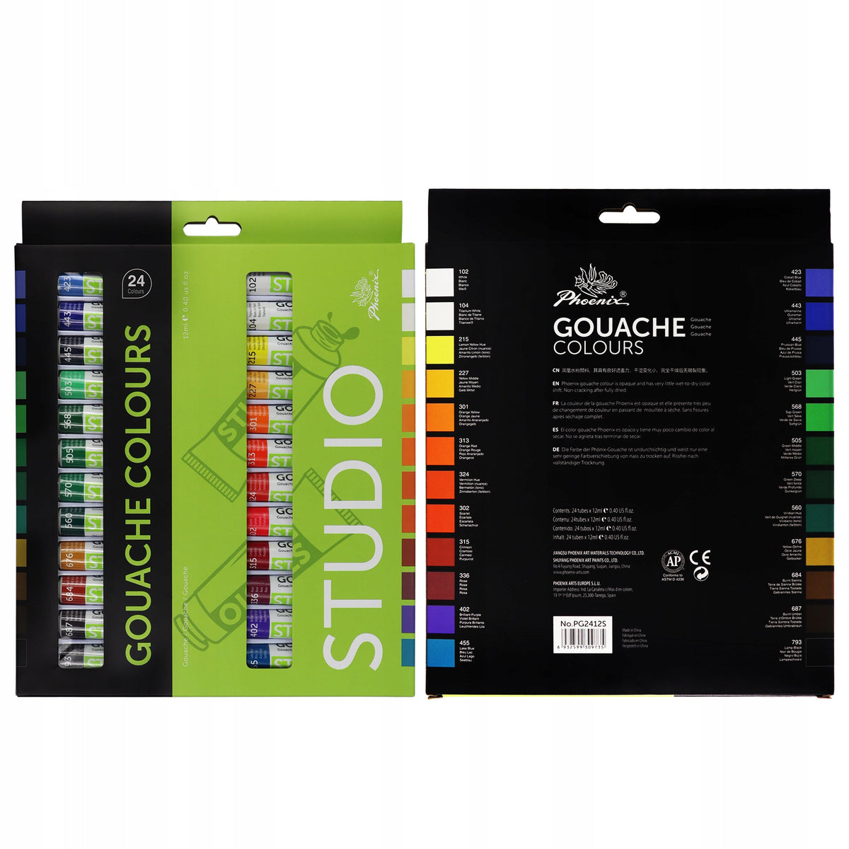 Gouache festékkészlet Phoenix, 12–24 × 12 ml