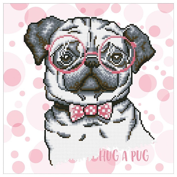 Gyémántszemes kép - Pug 35 x 35