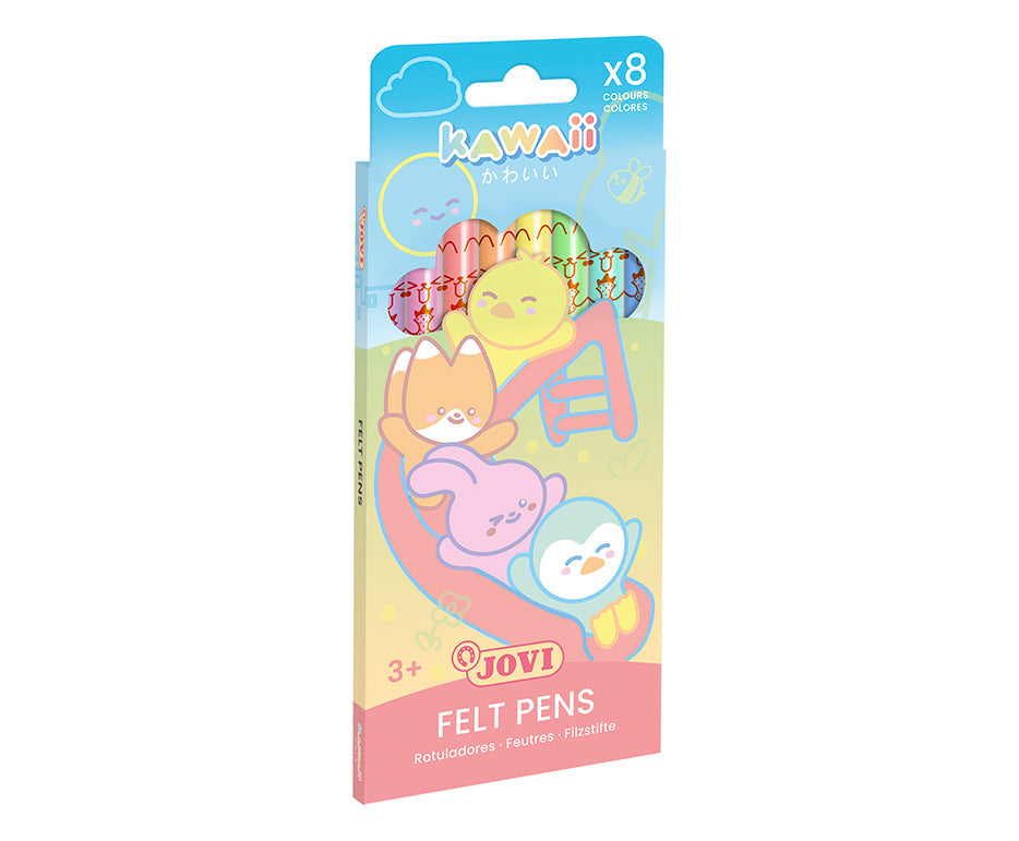Gyerek filctoll JOVI Kawaii / 8 db-os készlet - 3 mm