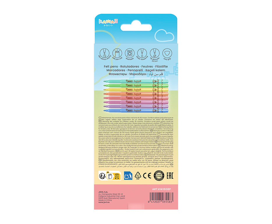 Gyerek filctoll JOVI Kawaii / 8 db-os készlet - 3 mm