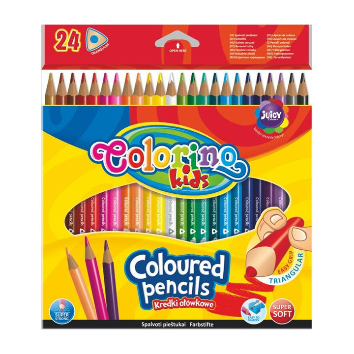 Háromszögletű Colorino színező ceruzák gyerekeknek - 24 darab