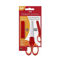 Iskolai olló Faber -Castell borítással - piros