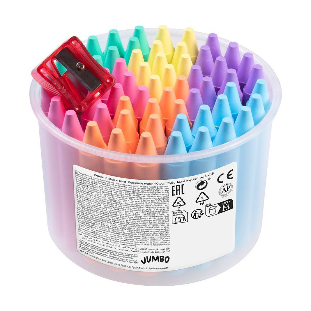 JOVI Jumbo kerek zsírkréta pasztell készlet hegyezővel - 60 db