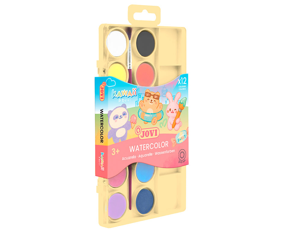 JOVI Kawaii akvarell festék készlet 22 mm - 12 db ecsettel