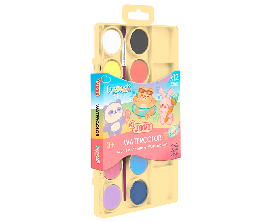 JOVI Kawaii akvarell festék készlet 22 mm - 12 db ecsettel