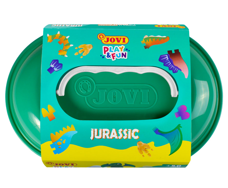 JOVI Play&Fun természetes gyurmakészlet kofferben, Jurassic – szett kiegészítőkkel