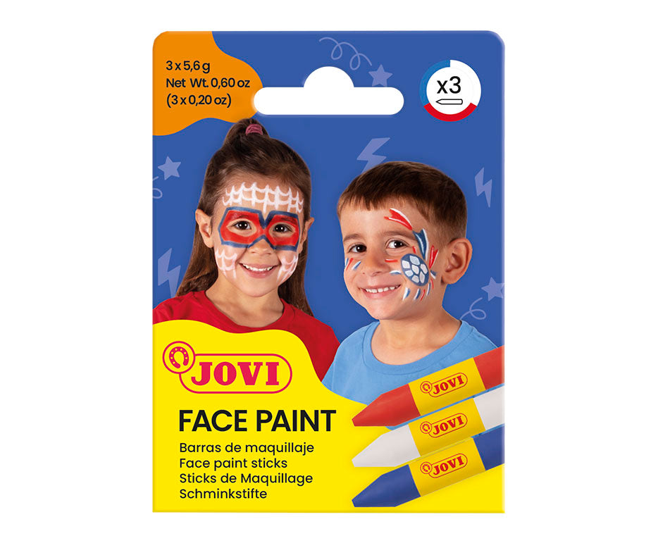 JOVI arcfesték stift készlet 3 x 5,6 g - fehér, piros és kék
