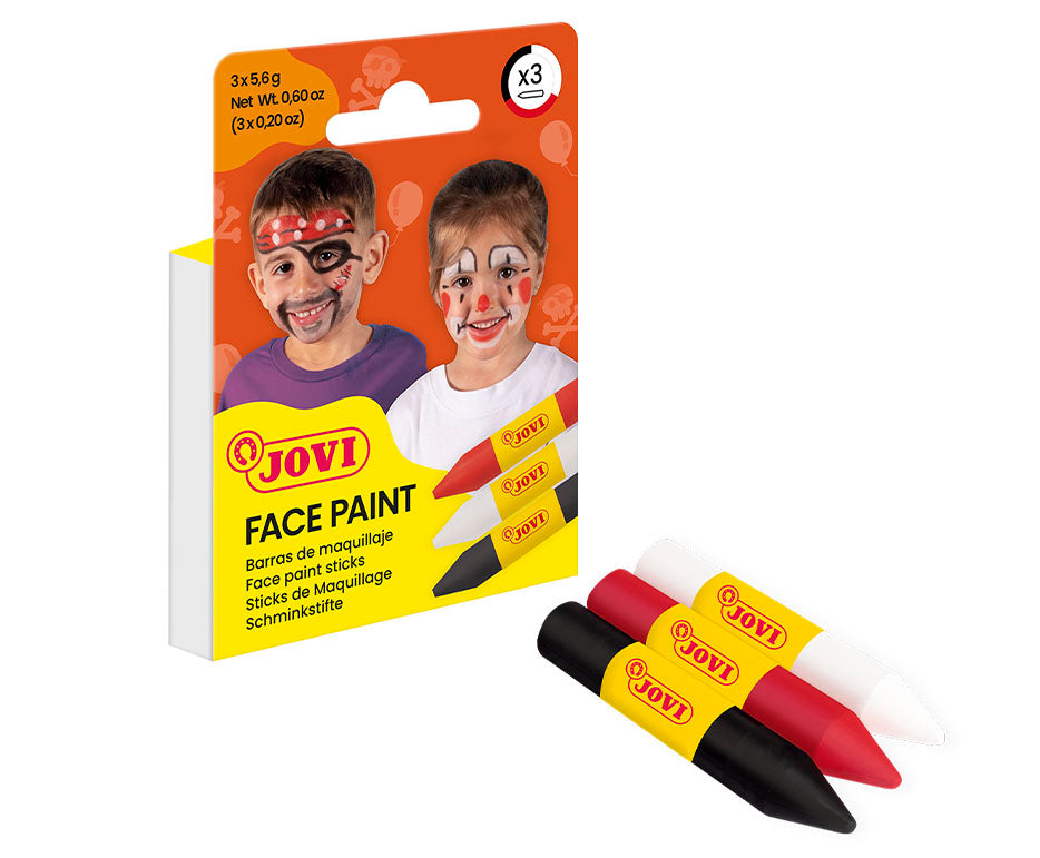 JOVI arc- és testfesték stift készlet 3 x 5,6 g - piros, fehér és fekete