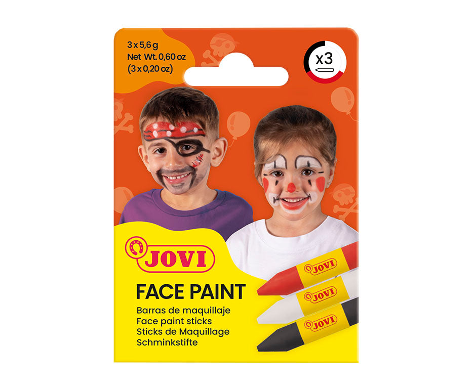 JOVI arc- és testfesték stift készlet 3 x 5,6 g - piros, fehér és fekete