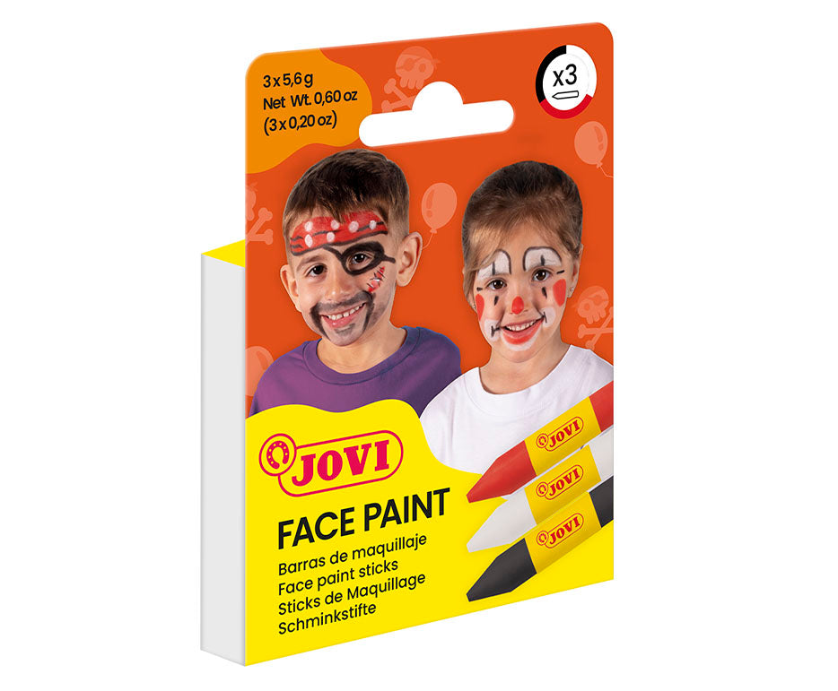 JOVI arc- és testfesték stift készlet 3 x 5,6 g - piros, fehér és fekete