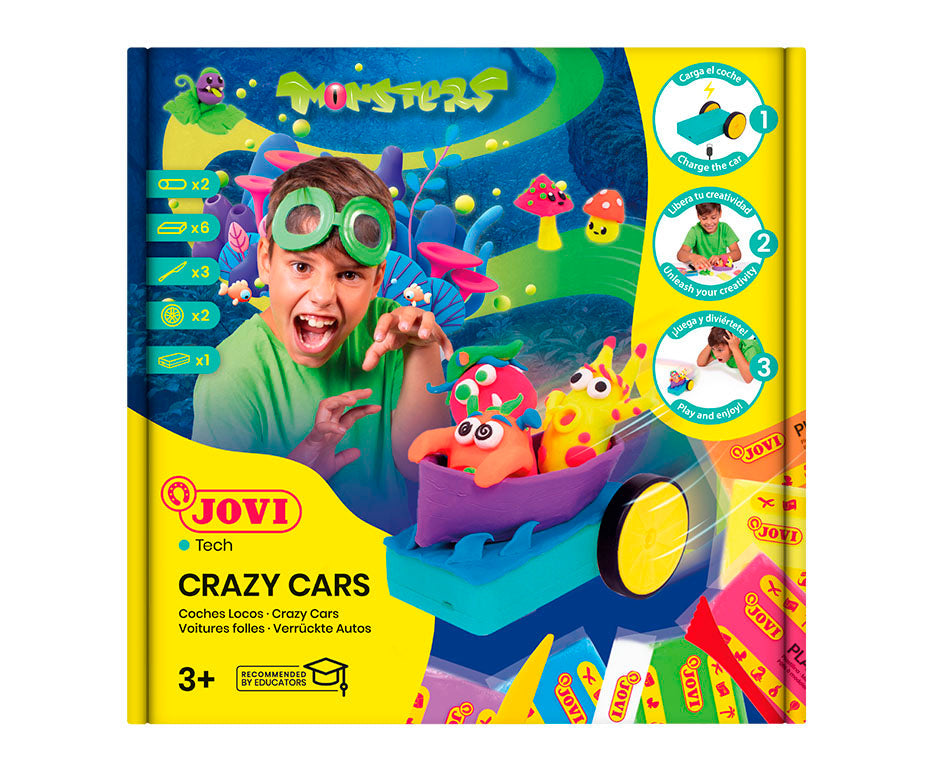 Jovi Tech Crazy Cars Szörnyek kreatív gyurmakészlet - 14 db