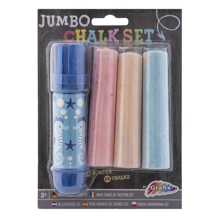 Jumbo járdakréta tartóval 3 db – kék