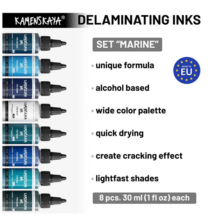 KAMENSKAYA Delaminációs festékkészlet 'Marine' 8x30 ml (2)