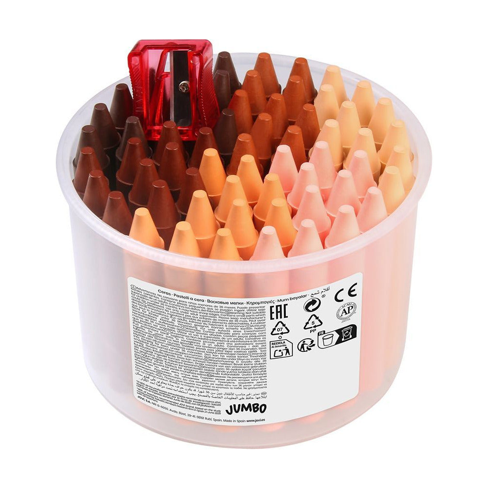 Kerek viaszpasztell JOVI Jumbo bőrszínek - 60 db-os készlet hegyezővel