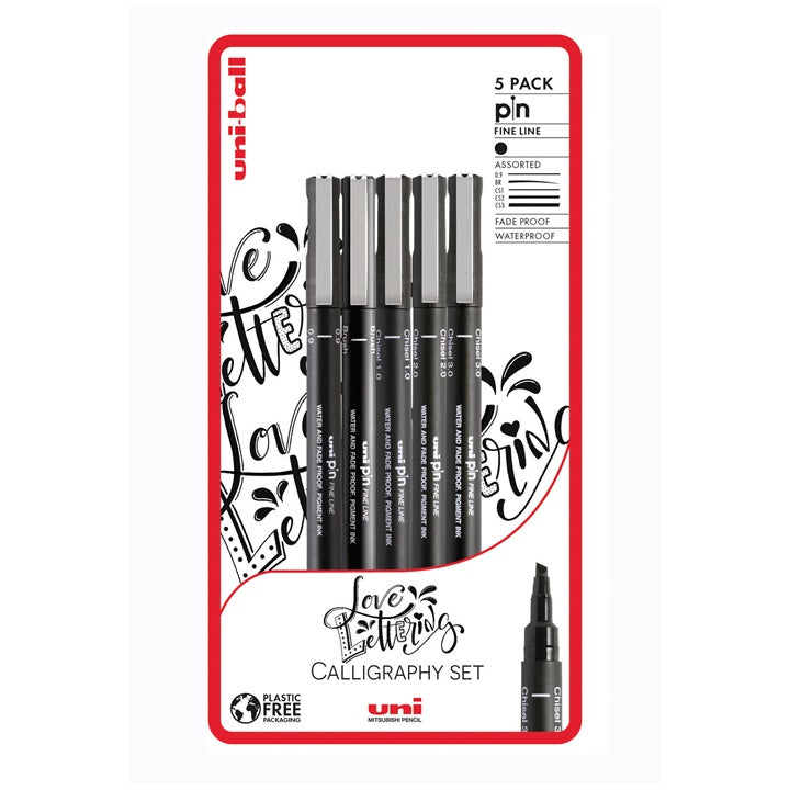 Készlet UNI PIN markerek fineliner Love Lettering 5 db (1)