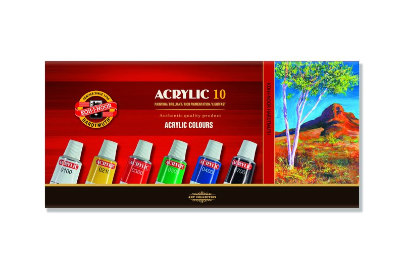 KOH-I-NOOR akrilfesték készlet/ 10 x 16 ml