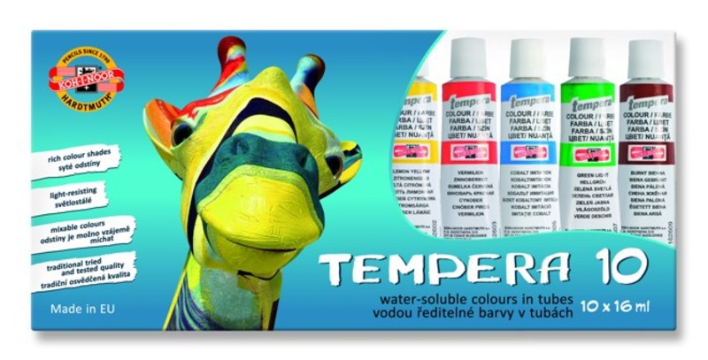 Koh-i-noor temperafesték készlet  10 darabos szett - 10 x 16 ml