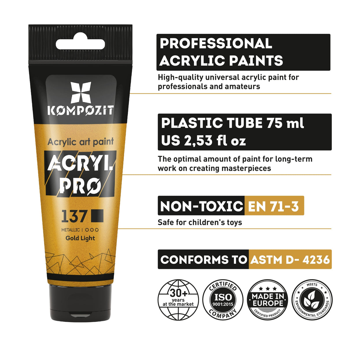 ACRYL PRO ART Kompozit fém akril festék 75 ml