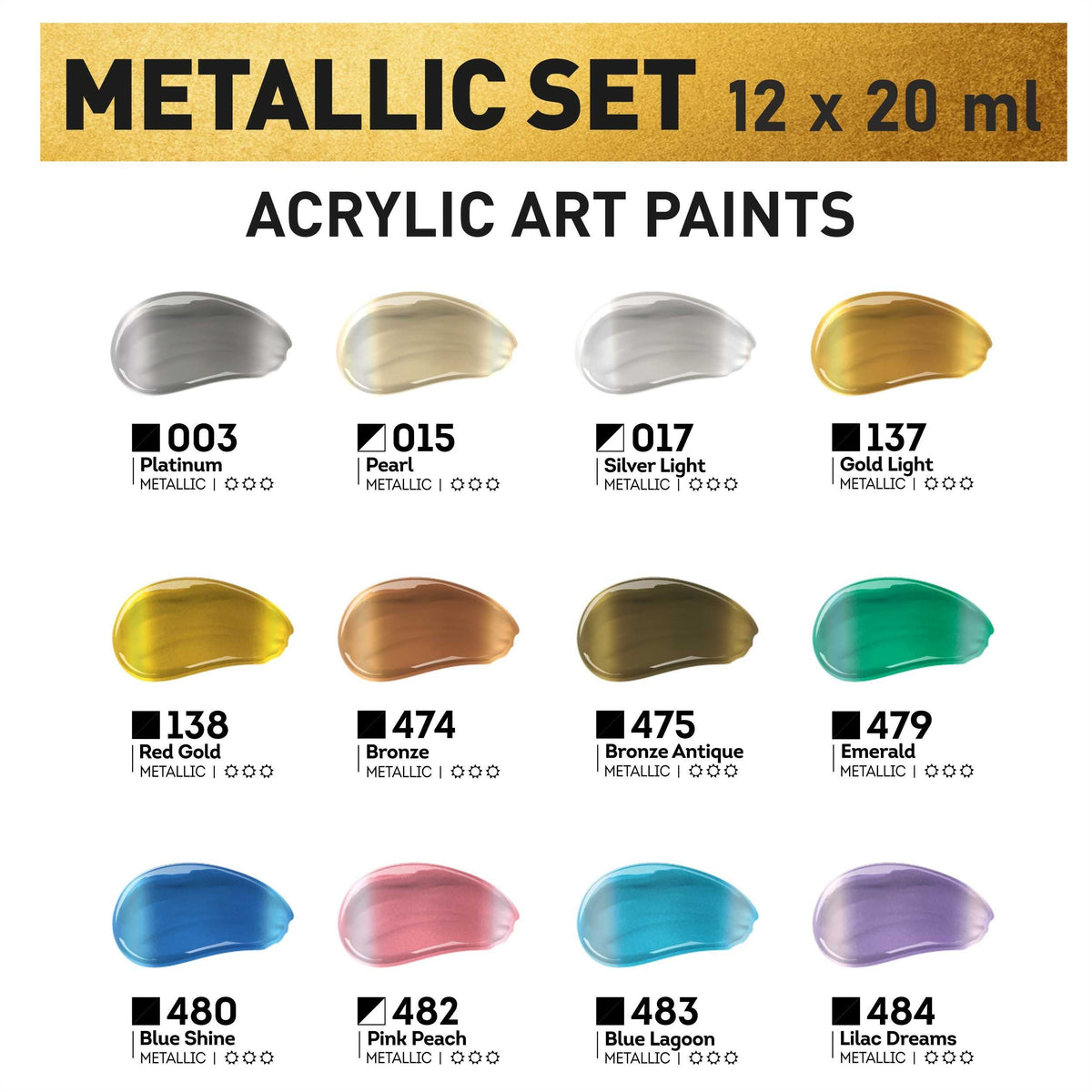 Fém akrilfesték készlet ACRYL PRO Kompozit 12x20 ml