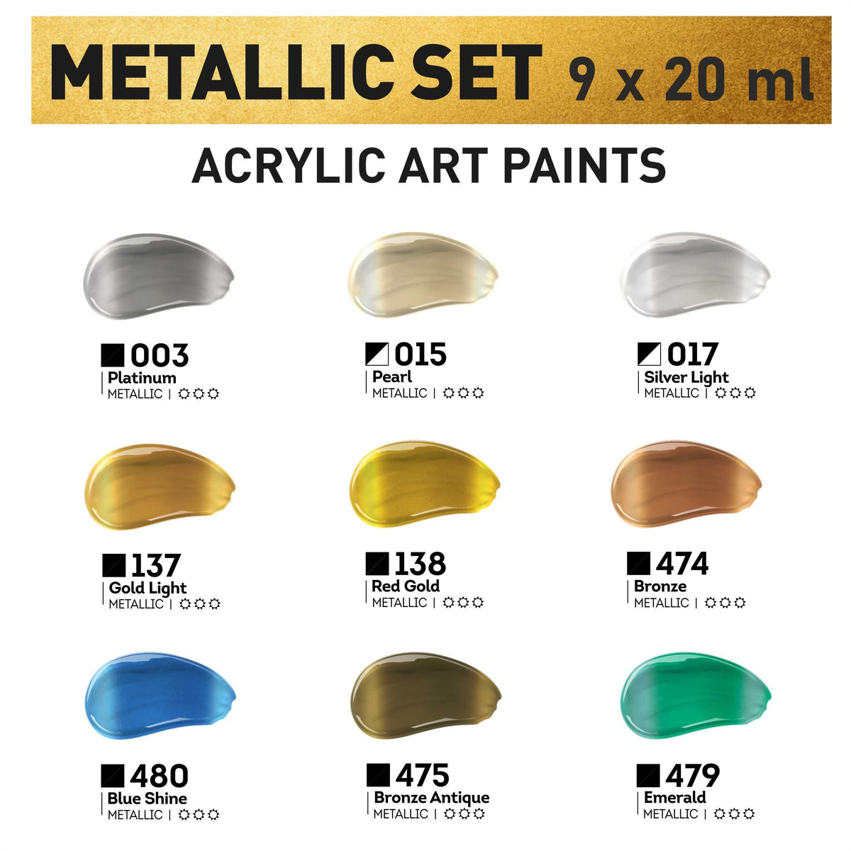 Fém akril festékkészlet ACRYL PRO Kompozit 9x20 ml