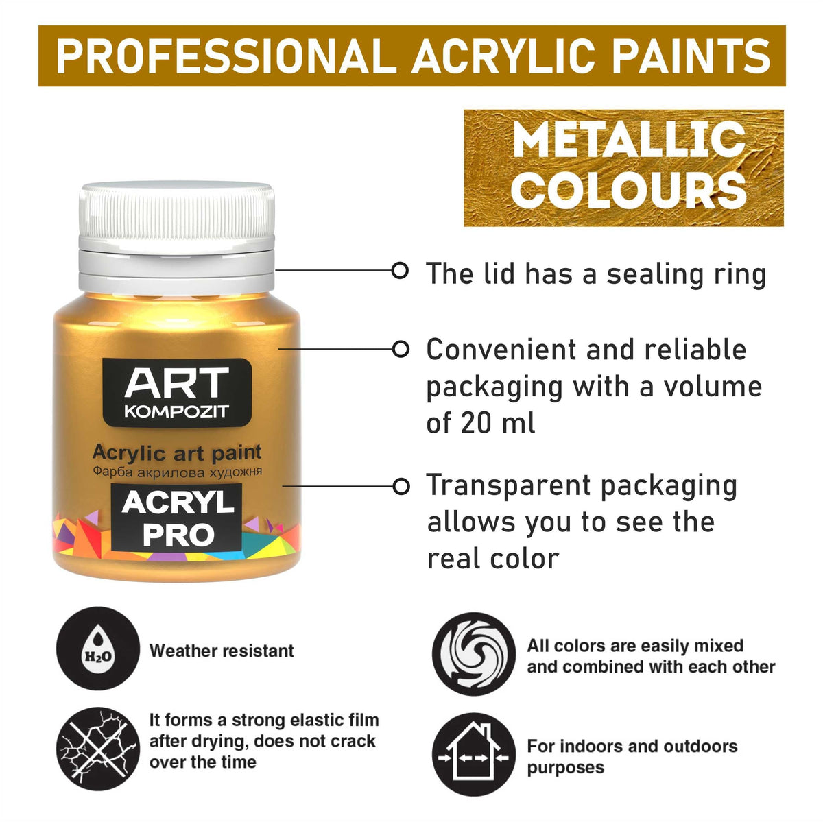 Fém akril festékkészlet ACRYL PRO Kompozit 9x20 ml