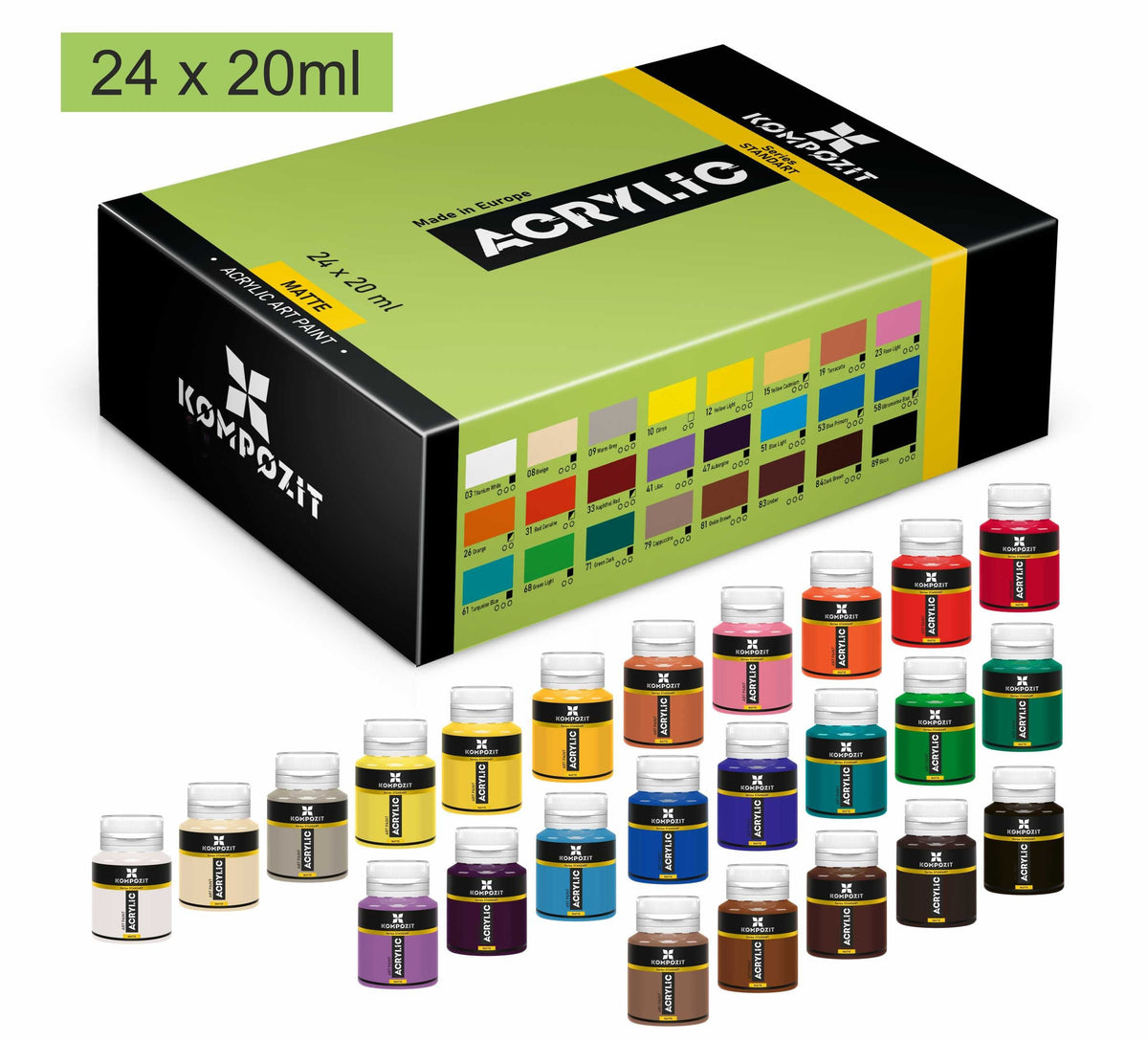 Kompozit STANDART akrilfesték készlet 24 x 20 ml