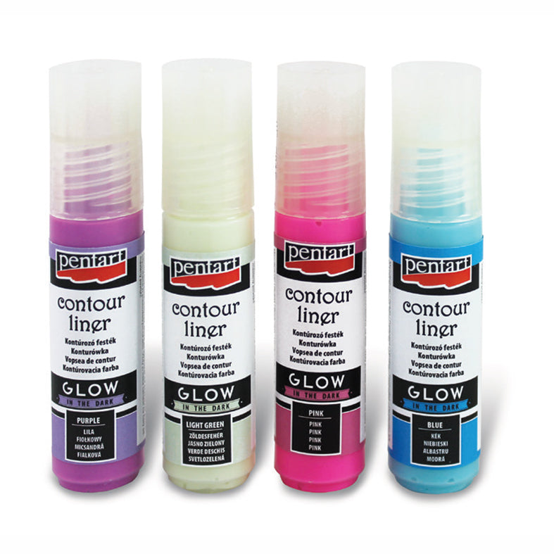 PENTART kontúrozó festék - 20 ml – glow in the dark light blue
