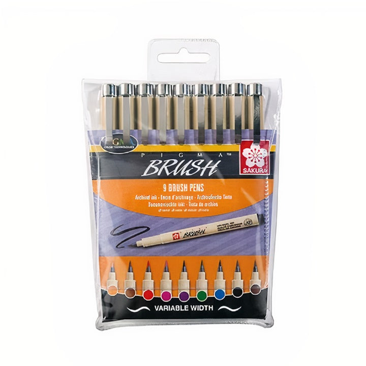 Kreatív toll készlet SAKURA Pigma Brush / 9 részes
