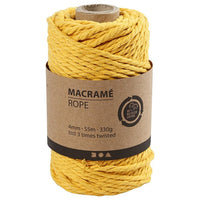 Macramé zsinór 4 mm x 55 m - sárga