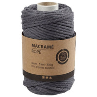 Macramé zsinór 4 mm x 55 m - szürke